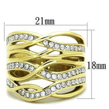 TK1699 - Two-Tone IP Gold (Ion Plating) Stainless Steel Ring with AAA Grade CZ  in Clear - Alamode