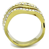 TK1700 - IP Gold(Ion Plating) Stainless Steel Ring with Top Grade Crystal  in Clear - Alamode