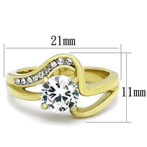 TK1702 - Two-Tone IP Gold (Ion Plating) Stainless Steel Ring with AAA Grade CZ in Clear - Alamode - Flyclothing LLC