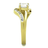 TK1702 - Two-Tone IP Gold (Ion Plating) Stainless Steel Ring with AAA Grade CZ  in Clear - Alamode