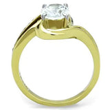 TK1703 - Two-Tone IP Gold (Ion Plating) Stainless Steel Ring with AAA Grade CZ  in Clear - Alamode