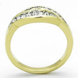 TK1704 - Two-Tone IP Gold (Ion Plating) Stainless Steel Ring with Top Grade Crystal  in Clear - Alamode