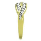 TK1704 - Two-Tone IP Gold (Ion Plating) Stainless Steel Ring with Top Grade Crystal  in Clear - Alamode