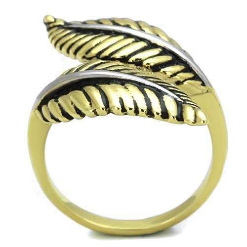 TK1707 - Two-Tone IP Gold (Ion Plating) Stainless Steel Ring with Epoxy in Jet - Alamode - Flyclothing LLC