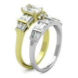 TK1708 - Two-Tone IP Gold (Ion Plating) Stainless Steel Ring with AAA Grade CZ  in Clear - Alamode