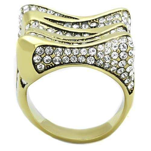 TK1709 - IP Gold(Ion Plating) Stainless Steel Ring with Top Grade Crystal in Clear - Alamode - Flyclothing LLC
