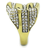 TK1709 - IP Gold(Ion Plating) Stainless Steel Ring with Top Grade Crystal in Clear - Alamode - Flyclothing LLC
