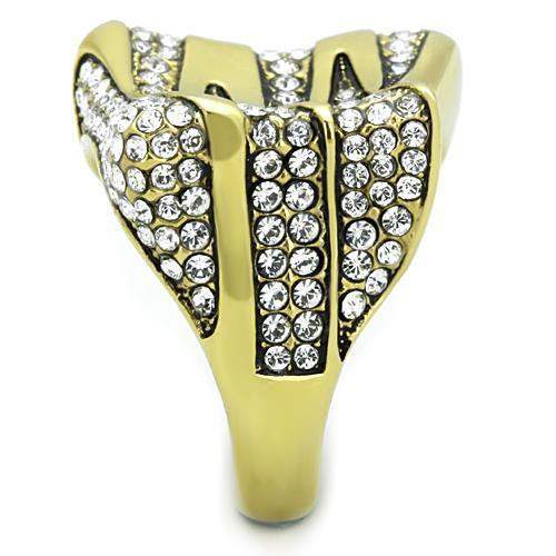 TK1709 - IP Gold(Ion Plating) Stainless Steel Ring with Top Grade Crystal in Clear - Alamode - Flyclothing LLC