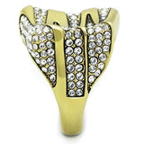 TK1709 - IP Gold(Ion Plating) Stainless Steel Ring with Top Grade Crystal  in Clear - Alamode