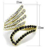 TK1710 - IP Gold(Ion Plating) Stainless Steel Ring with Top Grade Crystal  in Jet - Alamode
