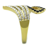 TK1710 - IP Gold(Ion Plating) Stainless Steel Ring with Top Grade Crystal  in Jet - Alamode