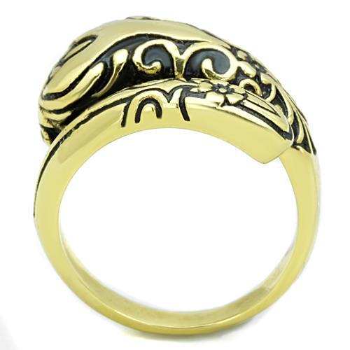 TK1713 - IP Gold(Ion Plating) Stainless Steel Ring with Epoxy in Jet - Alamode - Flyclothing LLC