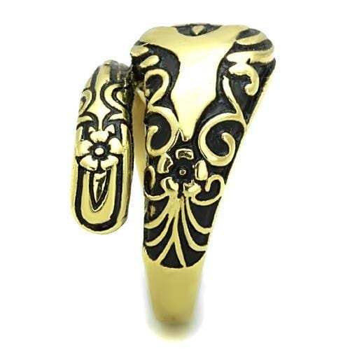 TK1713 - IP Gold(Ion Plating) Stainless Steel Ring with Epoxy in Jet - Alamode - Flyclothing LLC