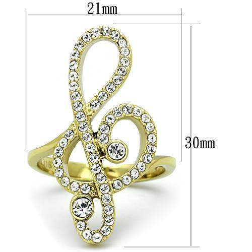 TK1714 - IP Gold(Ion Plating) Stainless Steel Ring with Top Grade Crystal in Clear - Alamode - Flyclothing LLC