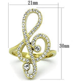 TK1714 - IP Gold(Ion Plating) Stainless Steel Ring with Top Grade Crystal  in Clear - Alamode