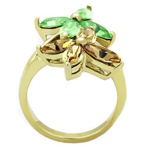 TK1715 - IP Gold(Ion Plating) Stainless Steel Ring with Top Grade Crystal in Multi Color - Alamode - Flyclothing LLC