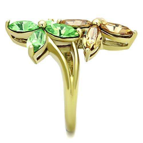 TK1715 - IP Gold(Ion Plating) Stainless Steel Ring with Top Grade Crystal in Multi Color - Alamode - Flyclothing LLC