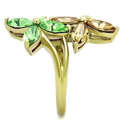 TK1715 - IP Gold(Ion Plating) Stainless Steel Ring with Top Grade Crystal in Multi Color - Alamode - Flyclothing LLC