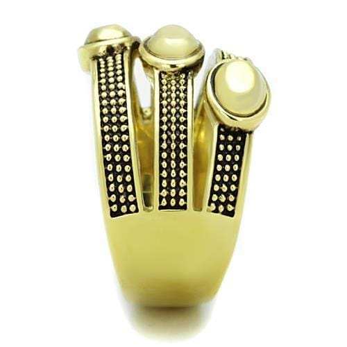 TK1718 - IP Gold(Ion Plating) Stainless Steel Ring with Epoxy in Jet - Alamode - Flyclothing LLC