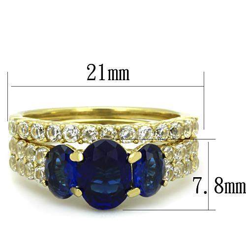 TK1720 - IP Gold(Ion Plating) Stainless Steel Ring with Synthetic Synthetic Glass in Montana - Alamode - Flyclothing LLC