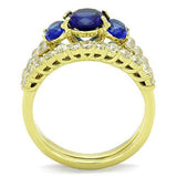 TK1720 - IP Gold(Ion Plating) Stainless Steel Ring with Synthetic Synthetic Glass in Montana - Alamode - Flyclothing LLC