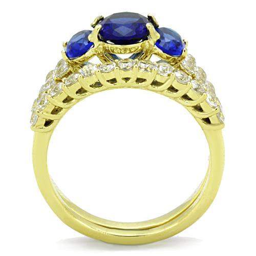 TK1720 - IP Gold(Ion Plating) Stainless Steel Ring with Synthetic Synthetic Glass in Montana - Alamode - Flyclothing LLC