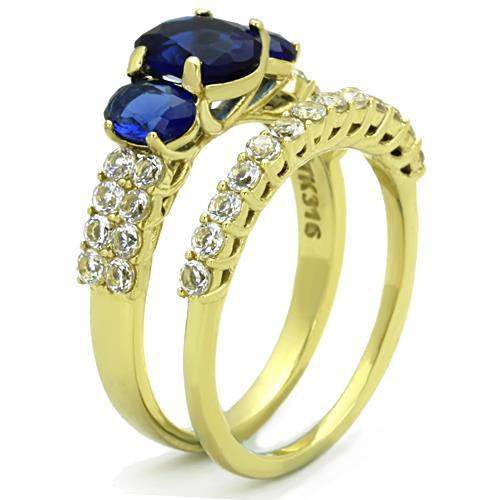 TK1720 - IP Gold(Ion Plating) Stainless Steel Ring with Synthetic Synthetic Glass in Montana - Alamode - Flyclothing LLC