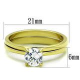 TK1721 - IP Gold(Ion Plating) Stainless Steel Ring with AAA Grade CZ  in Clear - Alamode