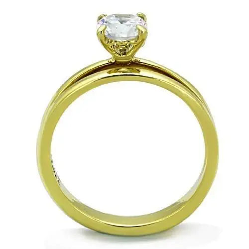 TK1721 - IP Gold(Ion Plating) Stainless Steel Ring with AAA Grade CZ in Clear - Alamode - Flyclothing LLC