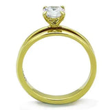 TK1721 - IP Gold(Ion Plating) Stainless Steel Ring with AAA Grade CZ in Clear - Alamode - Flyclothing LLC