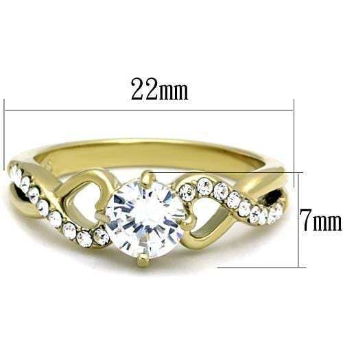 TK1722 - IP Gold(Ion Plating) Stainless Steel Ring with AAA Grade CZ in Clear - Alamode - Flyclothing LLC