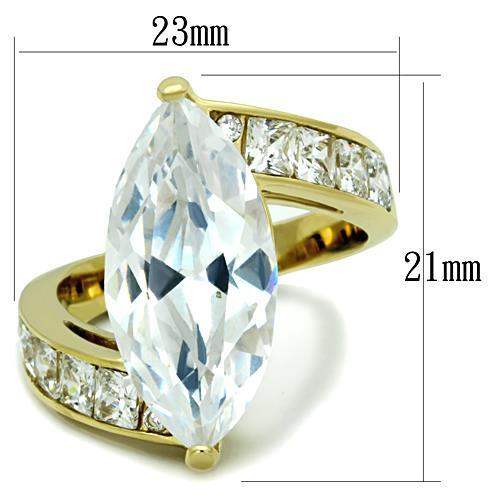 TK1723 - IP Gold(Ion Plating) Stainless Steel Ring with AAA Grade CZ in Clear - Alamode - Flyclothing LLC