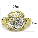 TK1724 - IP Gold(Ion Plating) Stainless Steel Ring with Top Grade Crystal  in Clear - Alamode