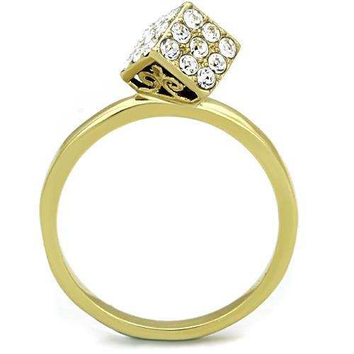 TK1725 - IP Gold(Ion Plating) Stainless Steel Ring with Top Grade Crystal in Clear - Alamode - Flyclothing LLC