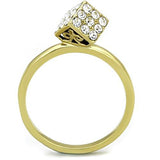 TK1725 - IP Gold(Ion Plating) Stainless Steel Ring with Top Grade Crystal  in Clear - Alamode