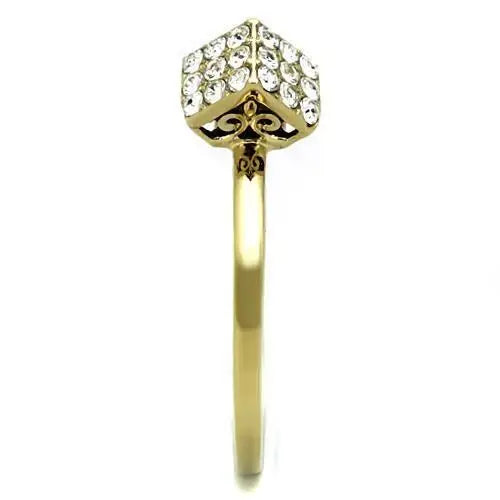 TK1725 - IP Gold(Ion Plating) Stainless Steel Ring with Top Grade Crystal in Clear - Alamode - Flyclothing LLC