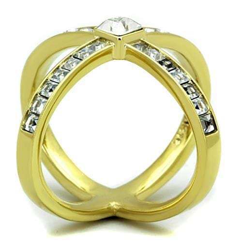 TK1726 - IP Gold(Ion Plating) Stainless Steel Ring with Top Grade Crystal in Clear - Alamode - Flyclothing LLC
