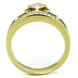 TK1727 - IP Gold(Ion Plating) Stainless Steel Ring with AAA Grade CZ  in Clear - Alamode