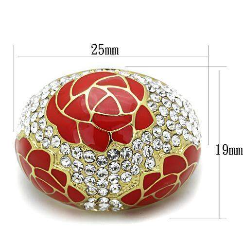 TK1728 - IP Gold(Ion Plating) Stainless Steel Ring with Top Grade Crystal in Clear - Alamode - Flyclothing LLC