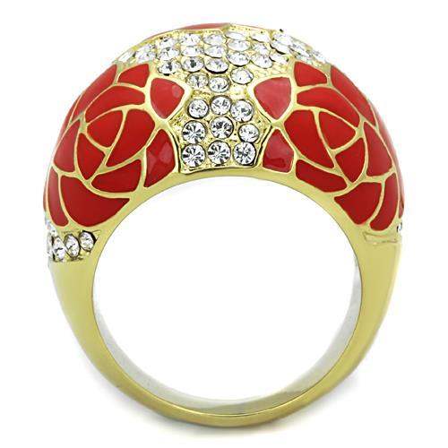 TK1728 - IP Gold(Ion Plating) Stainless Steel Ring with Top Grade Crystal in Clear - Alamode - Flyclothing LLC