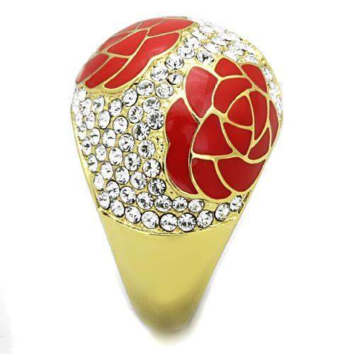 TK1728 - IP Gold(Ion Plating) Stainless Steel Ring with Top Grade Crystal in Clear - Alamode - Flyclothing LLC