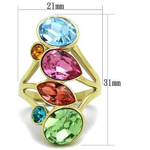 TK1729 - IP Gold(Ion Plating) Stainless Steel Ring with Top Grade Crystal in Multi Color - Alamode - Flyclothing LLC