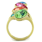 TK1729 - IP Gold(Ion Plating) Stainless Steel Ring with Top Grade Crystal  in Multi Color - Alamode