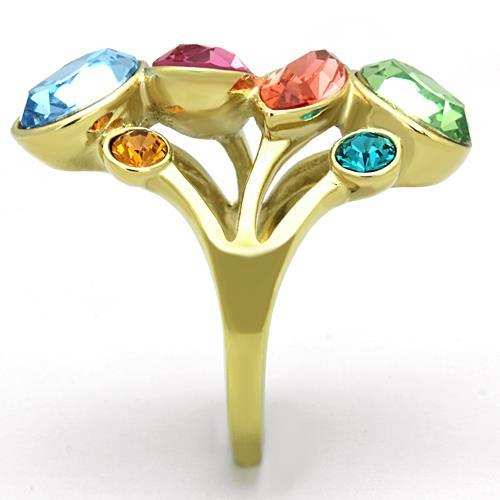 TK1729 - IP Gold(Ion Plating) Stainless Steel Ring with Top Grade Crystal in Multi Color - Alamode - Flyclothing LLC