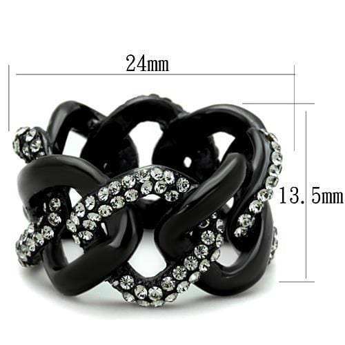 TK1731 - IP Black(Ion Plating) Stainless Steel Ring with Top Grade Crystal in Black Diamond - Alamode - Flyclothing LLC