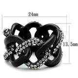 TK1731 - IP Black(Ion Plating) Stainless Steel Ring with Top Grade Crystal  in Black Diamond - Alamode