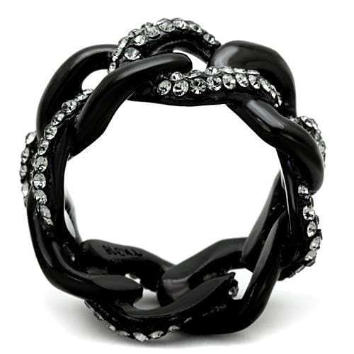 TK1731 - IP Black(Ion Plating) Stainless Steel Ring with Top Grade Crystal in Black Diamond - Alamode - Flyclothing LLC