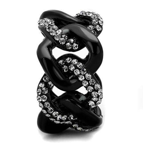 TK1731 - IP Black(Ion Plating) Stainless Steel Ring with Top Grade Crystal in Black Diamond - Alamode - Flyclothing LLC