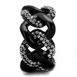 TK1731 - IP Black(Ion Plating) Stainless Steel Ring with Top Grade Crystal  in Black Diamond - Alamode