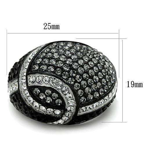 TK1733 - Two-Tone IP Black Stainless Steel Ring with Top Grade Crystal in Black Diamond - Alamode - Flyclothing LLC